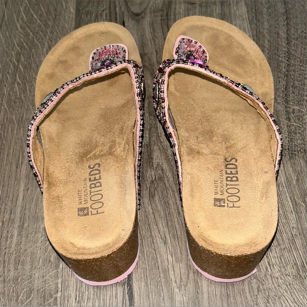 White Mountain FootBeds Purple/Pink Beaded Women's Sandals, Size 9M, Used - Picture 4 of 5